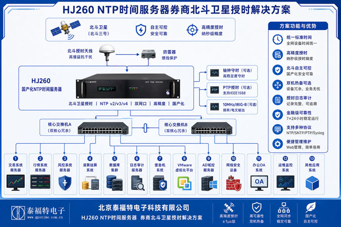 HJ260ntp时间服务器为国内某大型券商提供精准时间授时服务